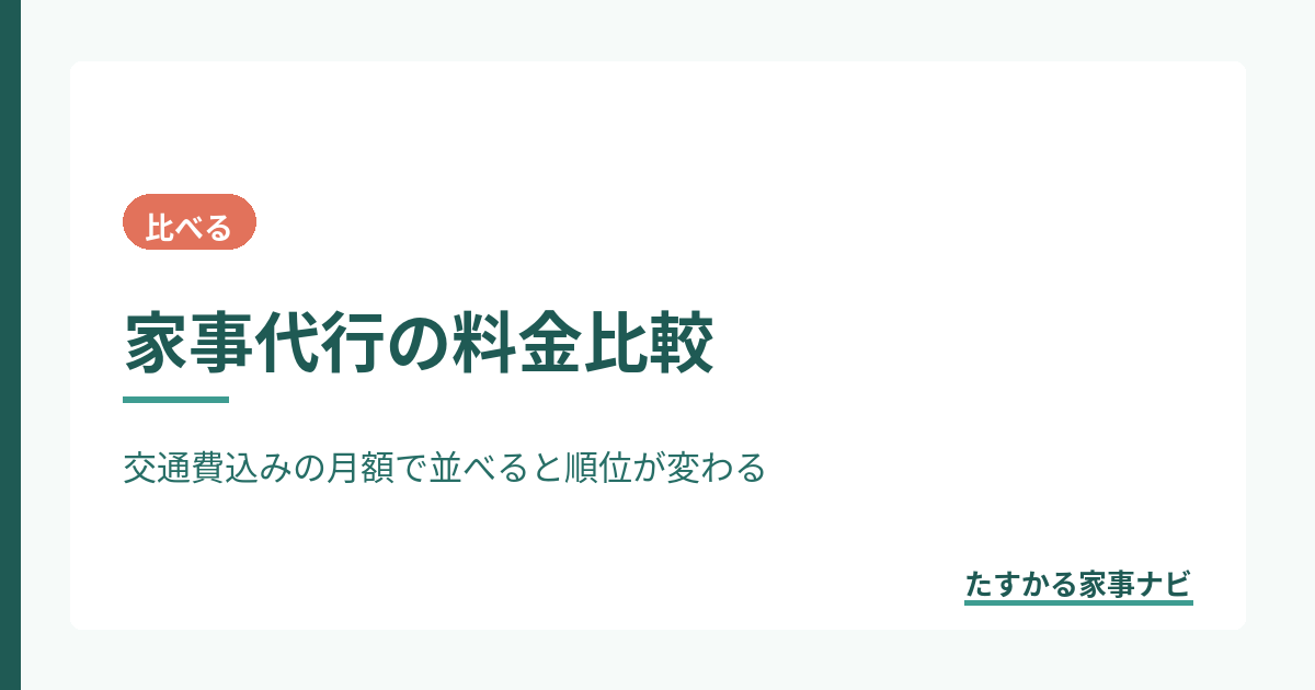 家事代行の料金比較｜交通費込みの月額で並べると順位が変わる